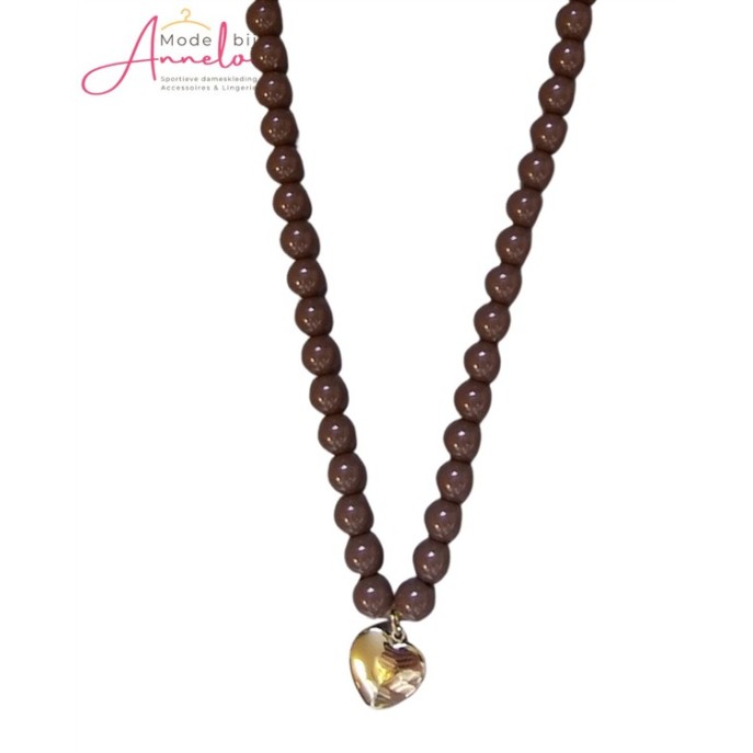 Sweet7 Ketting kort hartje 101241011 Licht bruin
